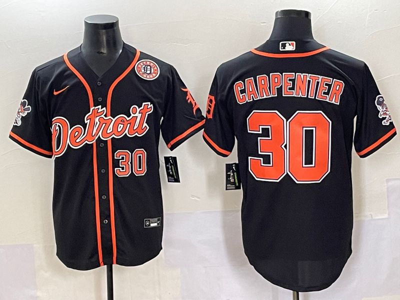 Men 2025 Detroit Tigers #30 Carpenter Black Joint Name Nike MLB Jersey style 6
